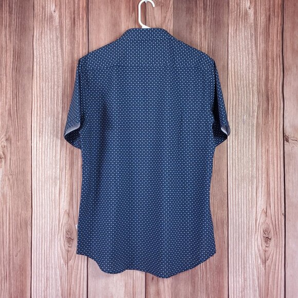 7 Diamonds Mens Large 4 Way Stretch Kyro Short Sleeve Shirt Geometric Triangle - Picture 4 of 16